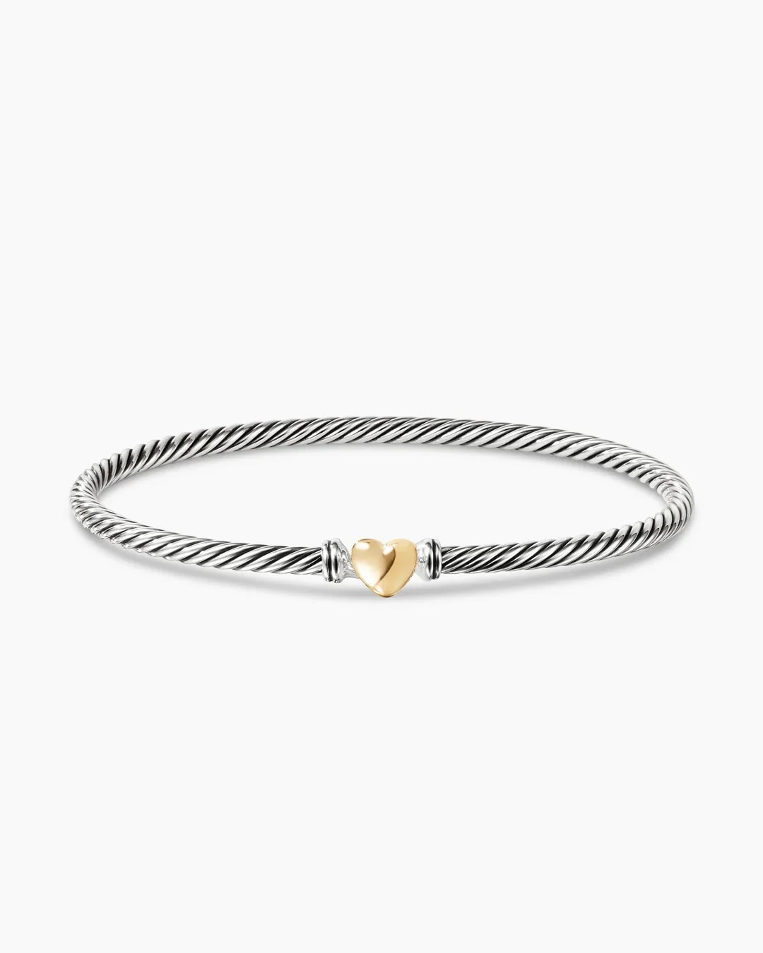 DY STERLING SILVER 18K GOLD CLASSIC CABLE HEART STATION BRACELET