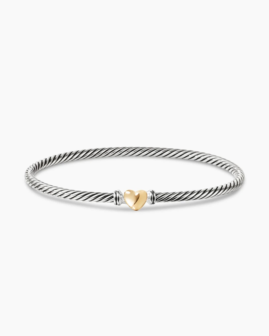 DAVID YURMAN STERLING SILVER 18K GOLD CLASSIC CABLE HEART STATION BRACELET