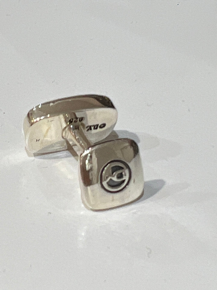 DAVID YURMAN STERLING SILVER PAVE WHITE DIAMONDS CUFFLINKS