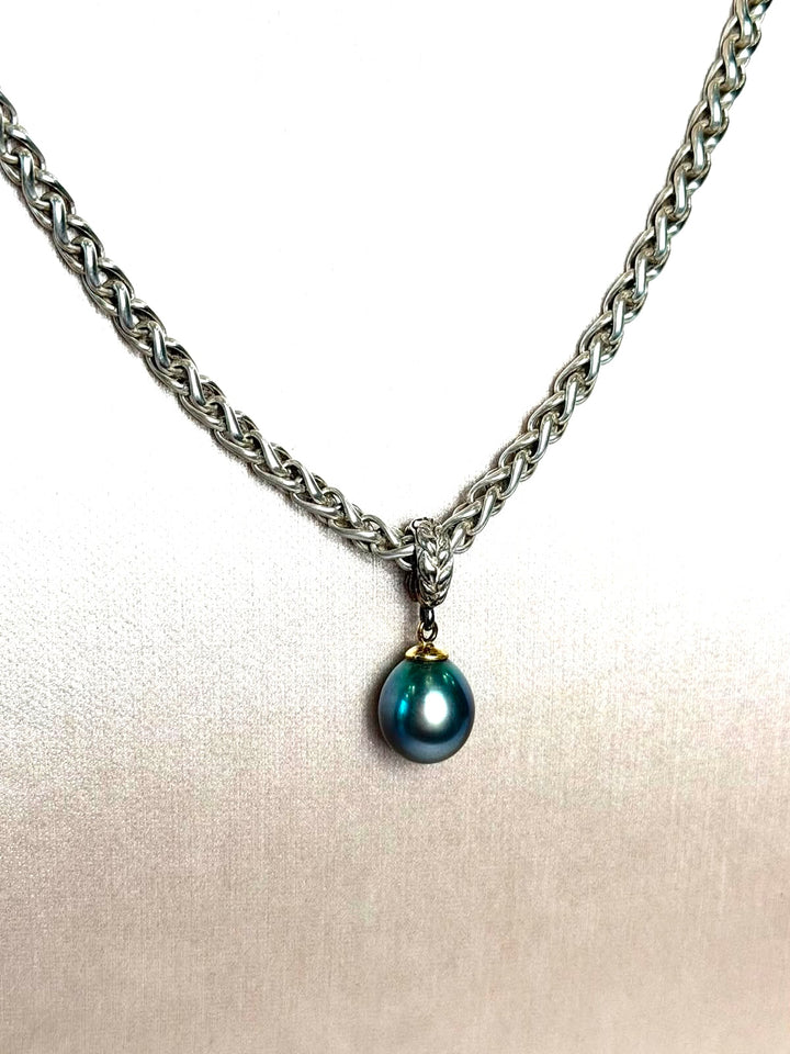 DAVID YURMAN CULTURED TAHITIAN GREEN PEARL STERLING SILVER NECKLACE