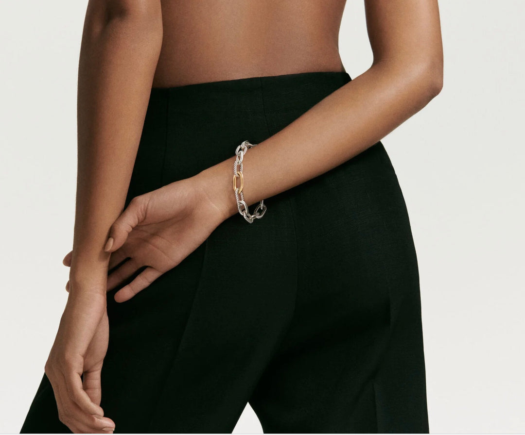 DAVID YURMAN MADISON® STERLING SILVER &amp; 18K GOLD CHAIN BRACELET