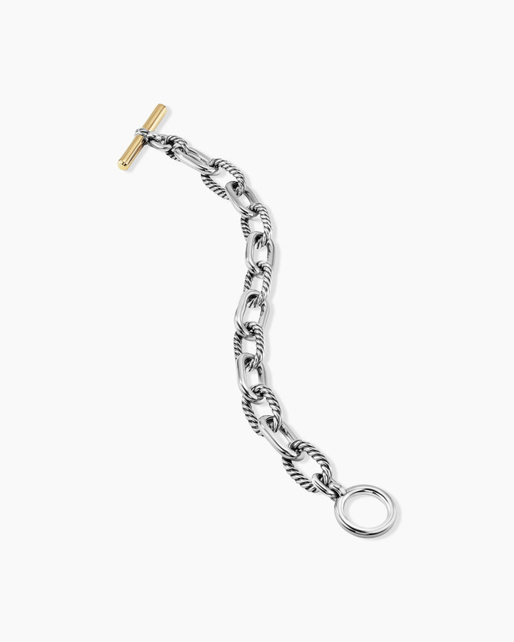 DAVID YURMAN DY MADISON® TOGGLE STERLING SILVER 18K GOLD CHAIN BRACELET