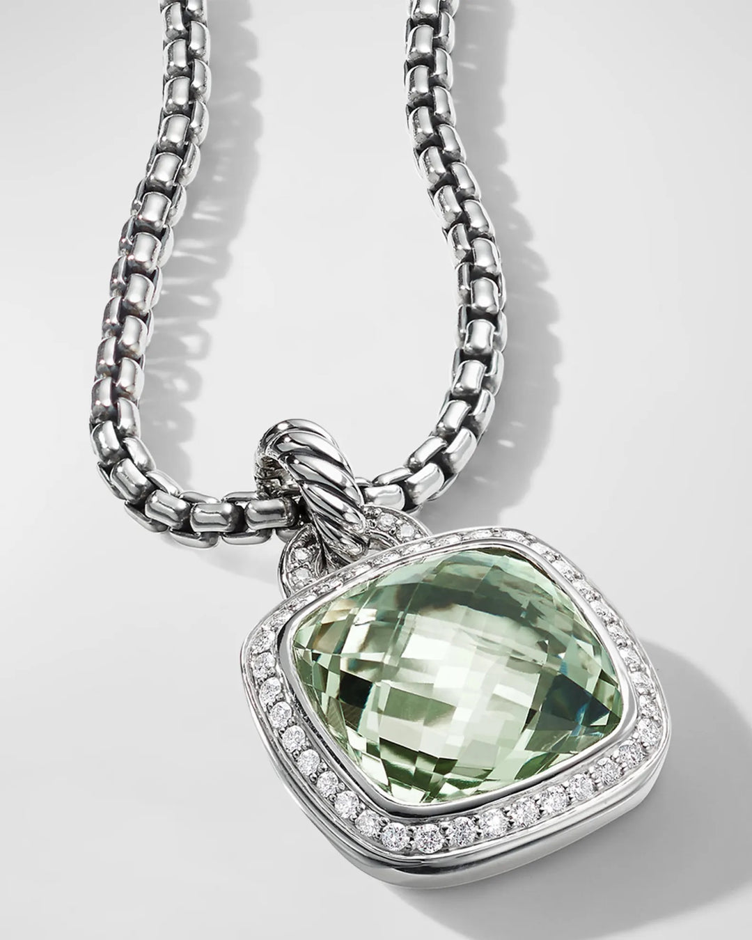 DAVID YURMAN PRASIOLITE ALBION AND DIAMONDS PENDANT NECKLACE