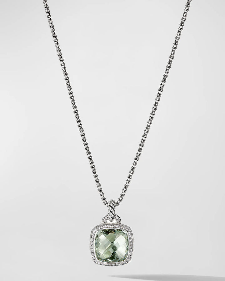 DAVID YURMAN PRASIOLITE ALBION AND DIAMONDS PENDANT NECKLACE