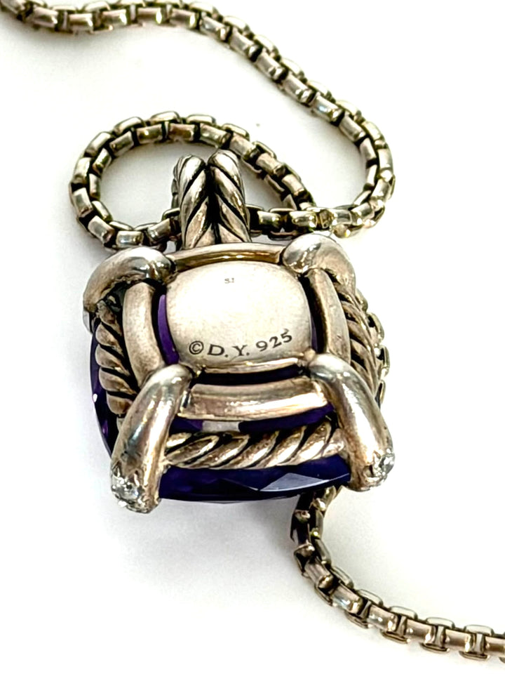 DAVID YURMAN CHATELAINE AMETHYST PAVÉ DIAMOND STERLING SILVER NECKLACE