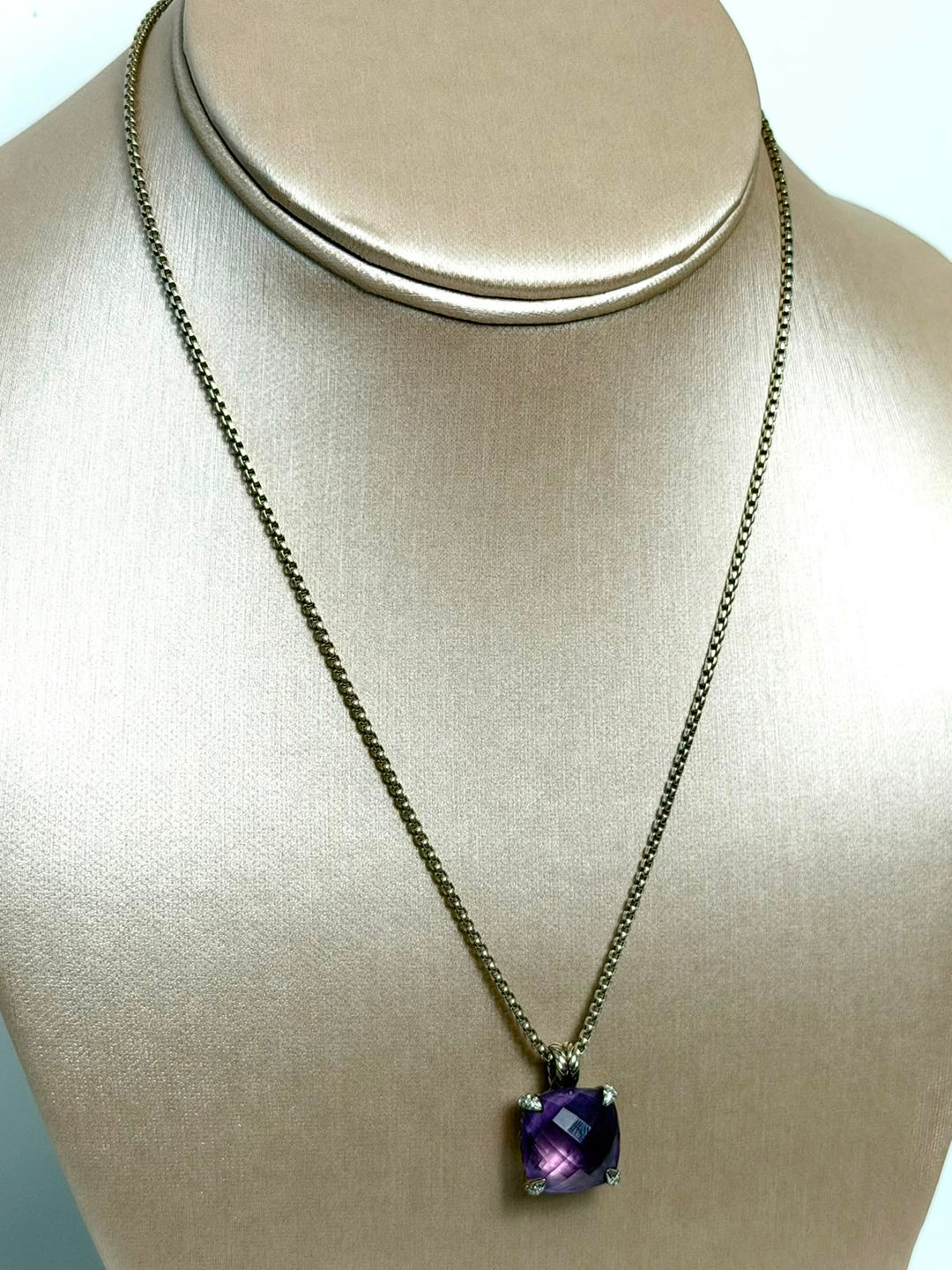 DAVID YURMAN CHATELAINE AMETHYST PAVÉ DIAMOND STERLING SILVER NECKLACE