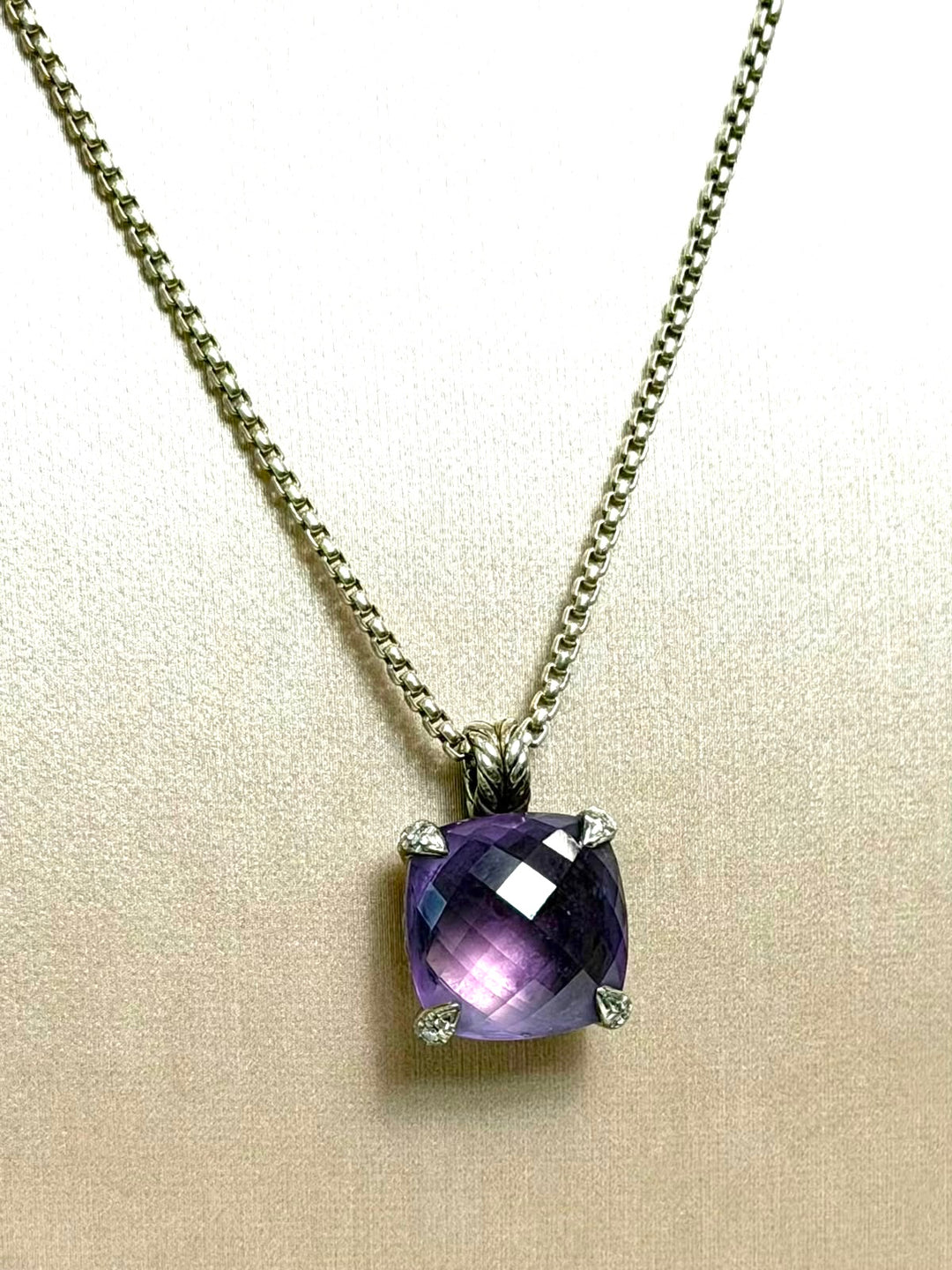 DAVID YURMAN CHATELAINE AMETHYST PAVÉ DIAMOND STERLING SILVER NECKLACE