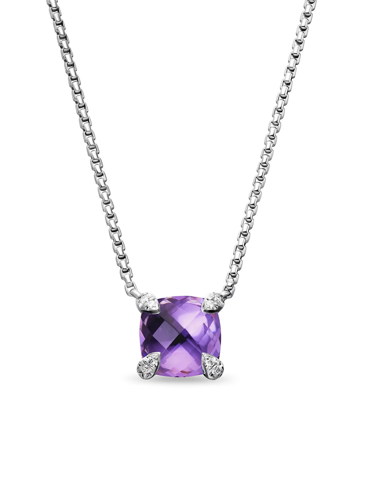 DAVID YURMAN CHATELAINE AMETHYST PAVÉ DIAMOND STERLING SILVER NECKLACE