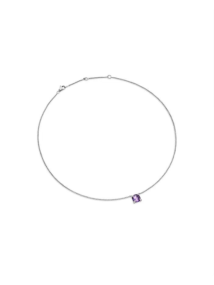 DAVID YURMAN CHATELAINE AMETHYST PAVÉ DIAMOND STERLING SILVER NECKLACE