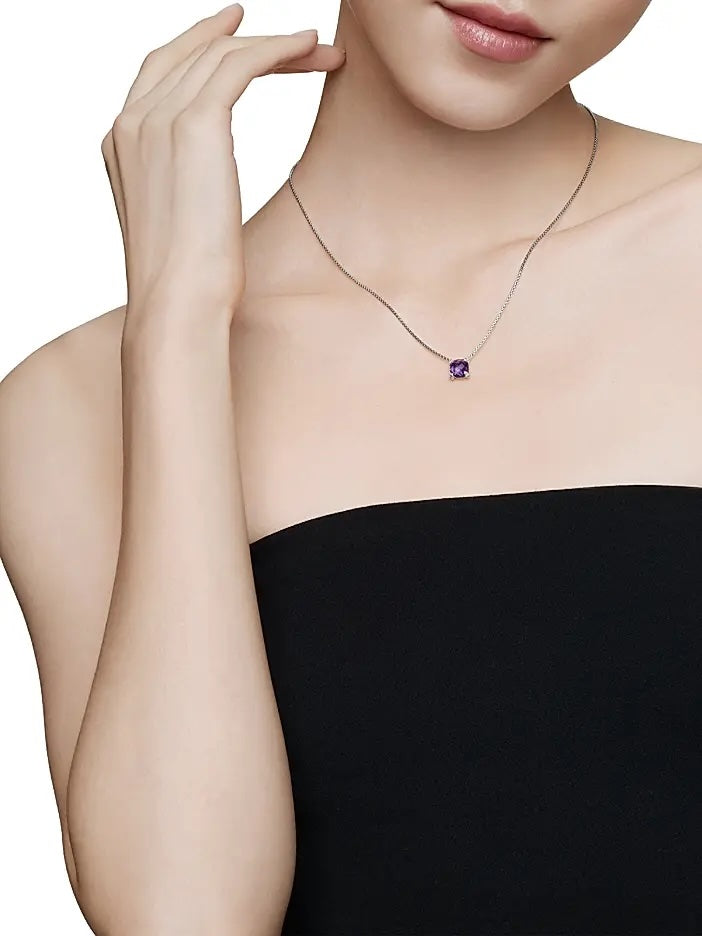 DAVID YURMAN CHATELAINE AMETHYST PAVÉ DIAMOND STERLING SILVER NECKLACE