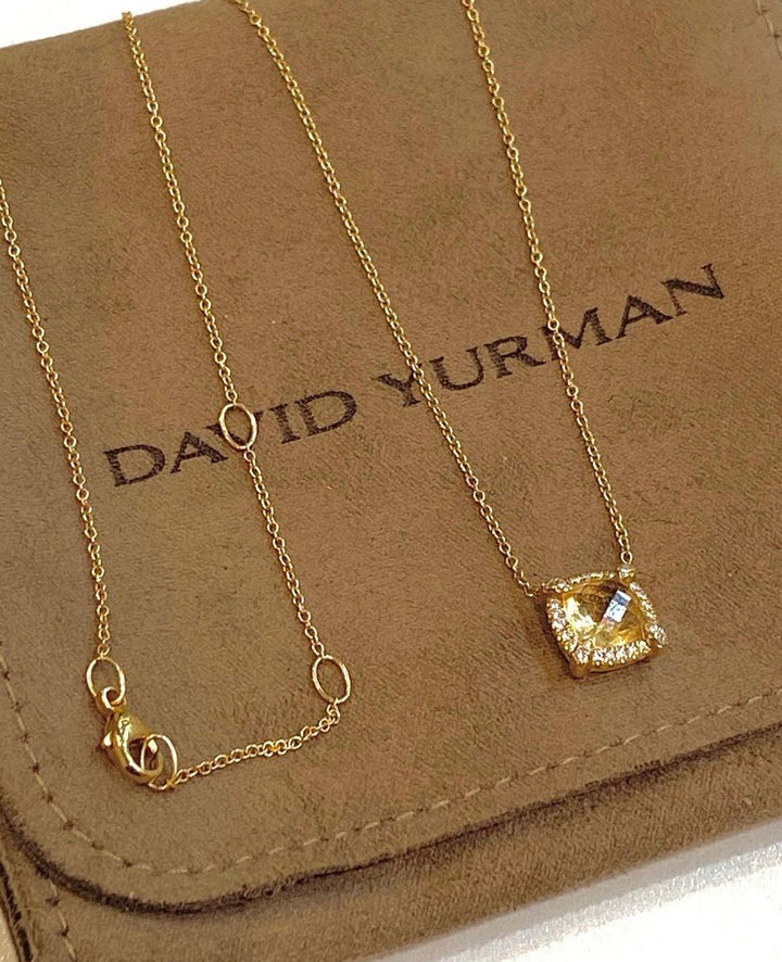 DAVID YURMAN PETITE CHÂTELAINE® CHAMPAGNE CITRINE DIAMOND 18K YELLOW GOLD NECKLACE