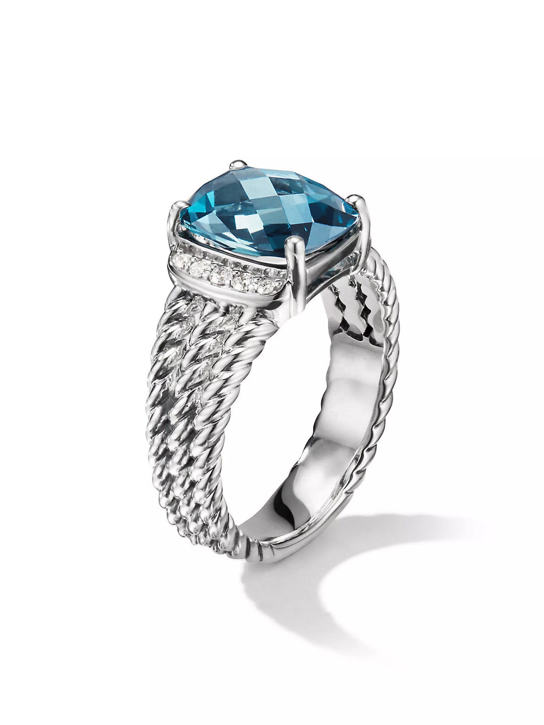 DAVID YURMAN PETITE WHEATON® BLUE TOPAZ WITH PAVE DIAMONDS RING