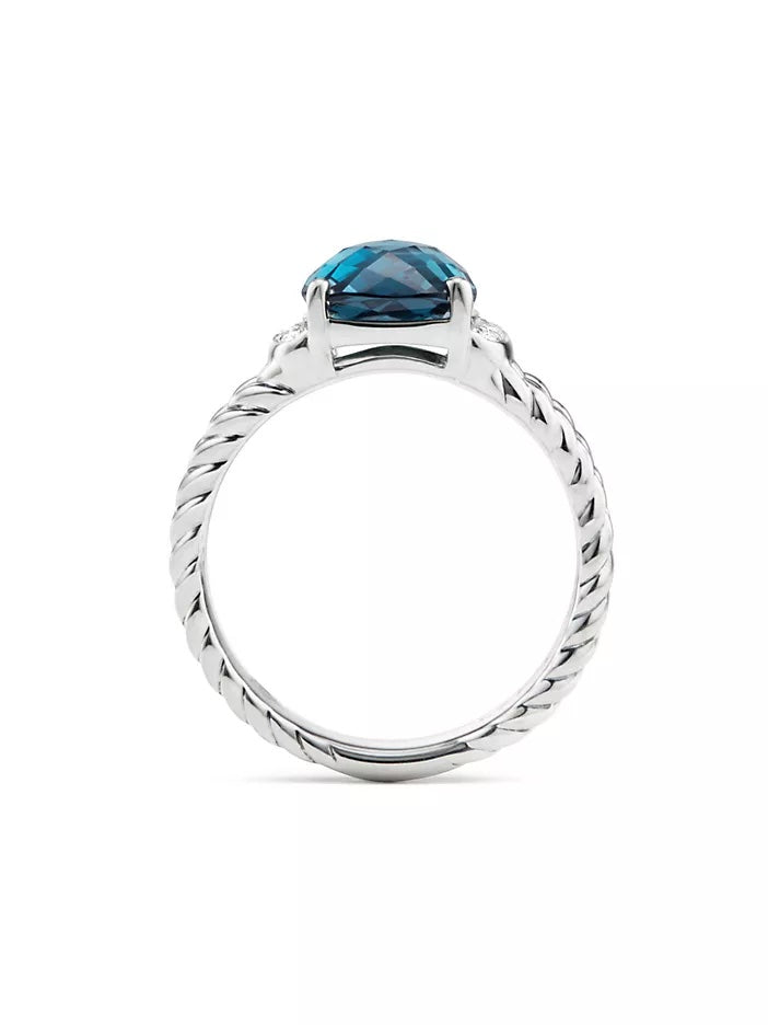 DAVID YURMAN PETITE WHEATON® BLUE TOPAZ WITH PAVE DIAMONDS RING