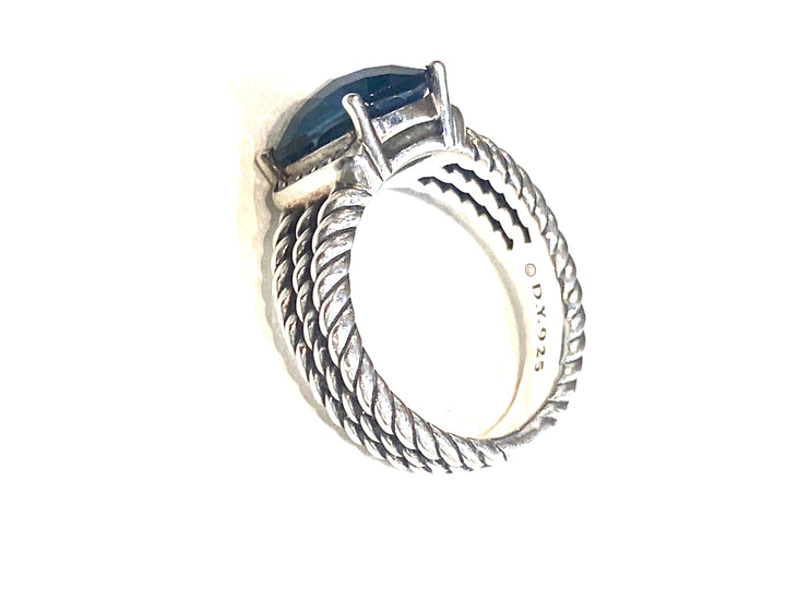 DAVID YURMAN PETITE WHEATON® BLUE TOPAZ WITH PAVE DIAMONDS RING