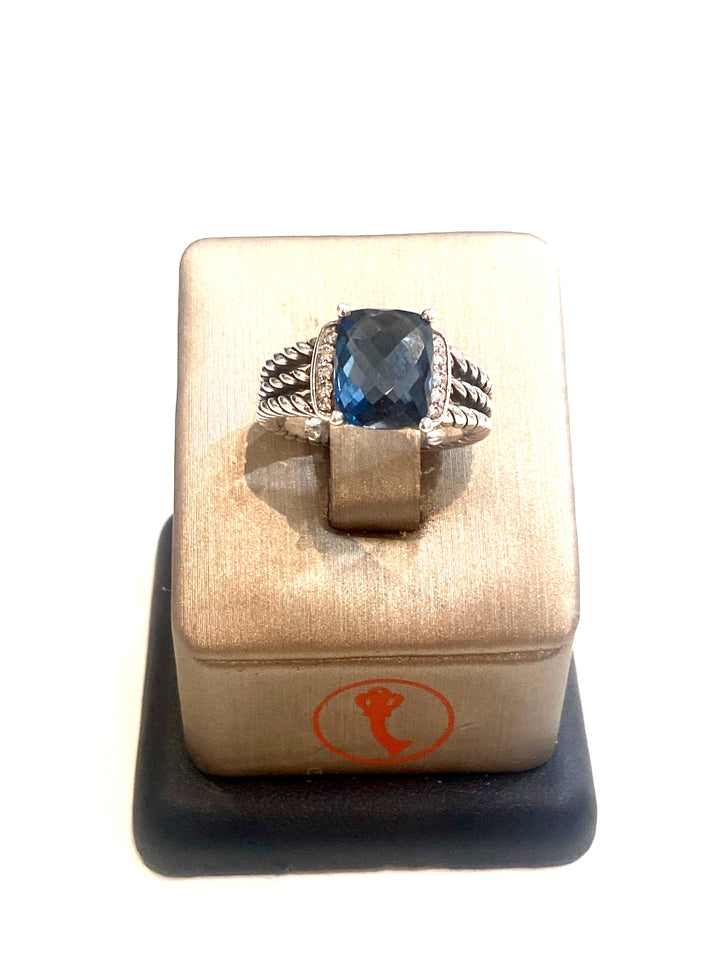 DAVID YURMAN PETITE WHEATON® BLUE TOPAZ WITH PAVE DIAMONDS RING