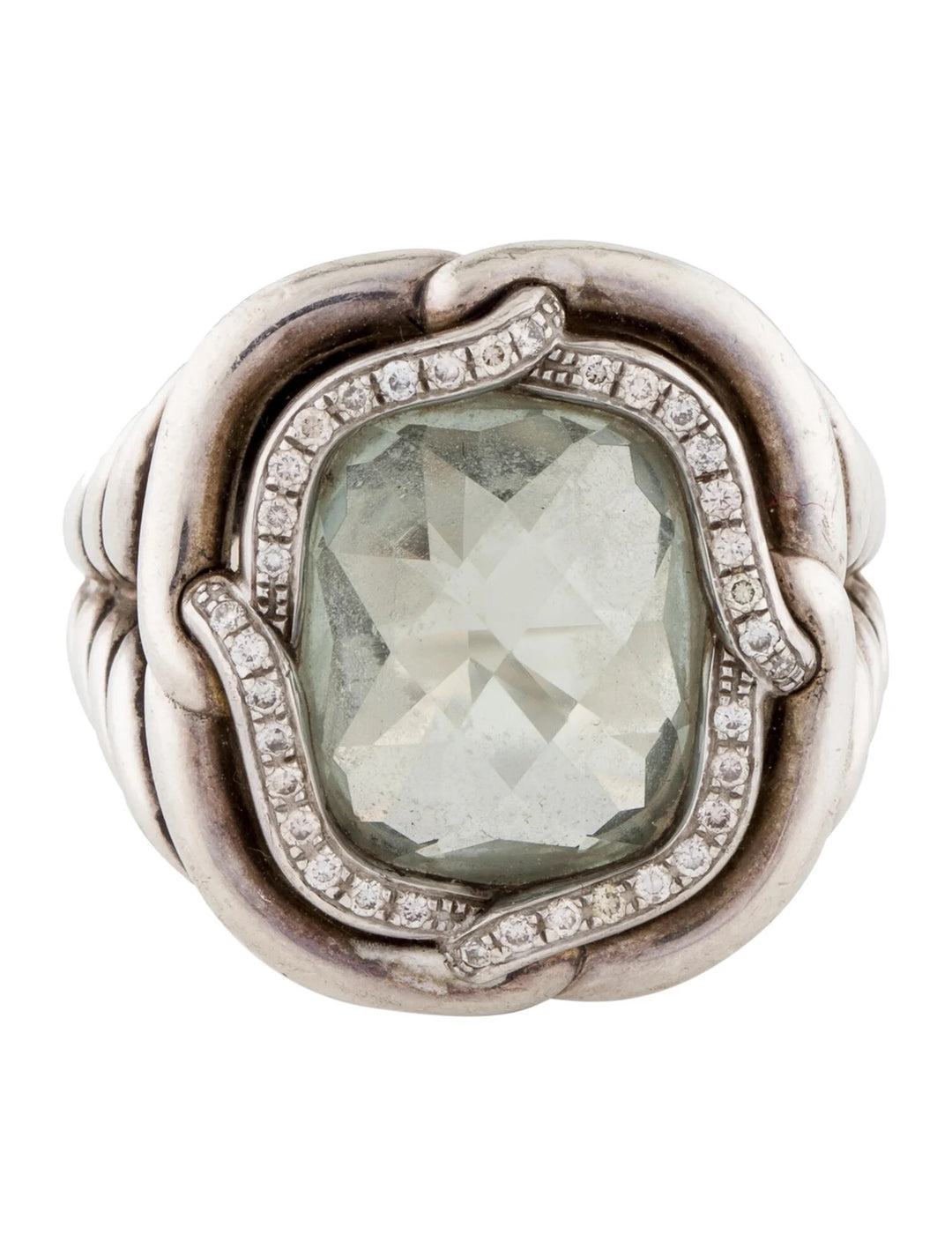 DAVID YURMAN PRASIOLITE AND DIAMONDS LABYRINTH RING