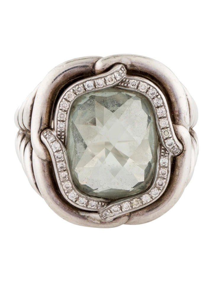 DAVID YURMAN PRASIOLITE AND DIAMONDS LABYRINTH RING