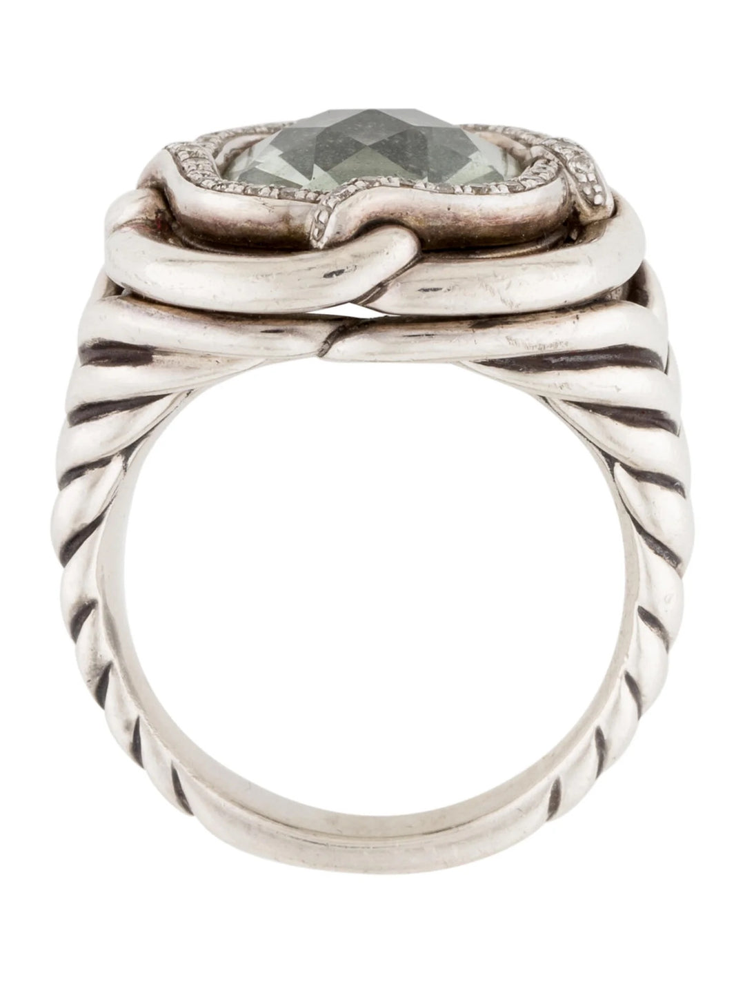 DAVID YURMAN PRASIOLITE AND DIAMONDS LABYRINTH RING