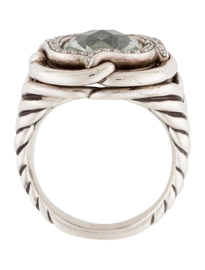 DAVID YURMAN PRASIOLITE AND DIAMONDS LABYRINTH RING