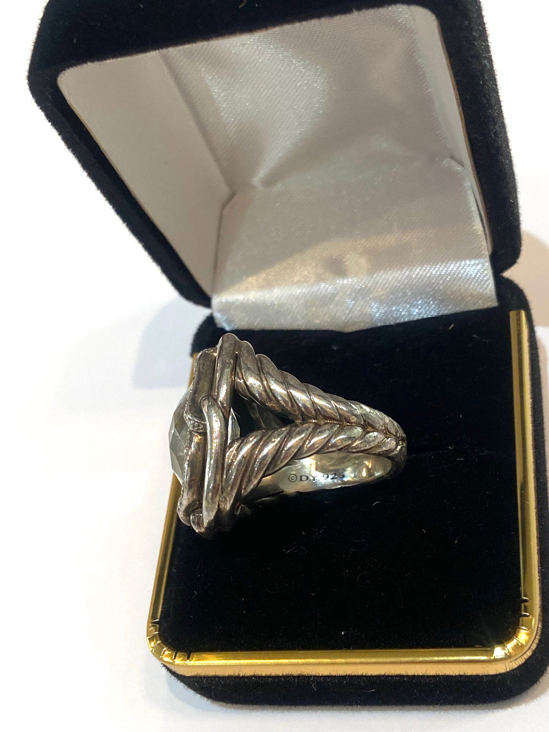 DAVID YURMAN PRASIOLITE AND DIAMONDS LABYRINTH RING