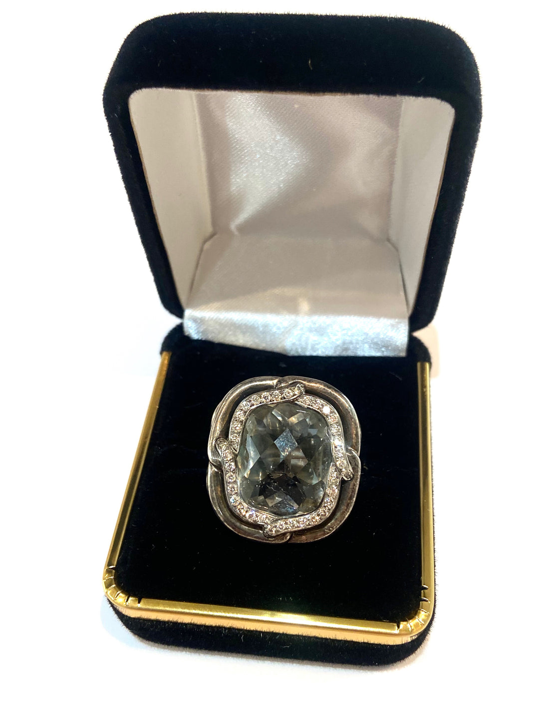 DAVID YURMAN PRASIOLITE AND DIAMONDS LABYRINTH RING