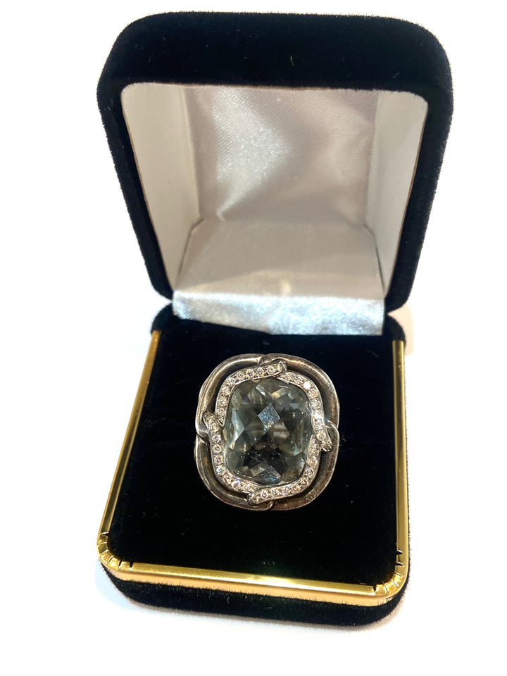 DAVID YURMAN PRASIOLITE AND DIAMONDS LABYRINTH RING