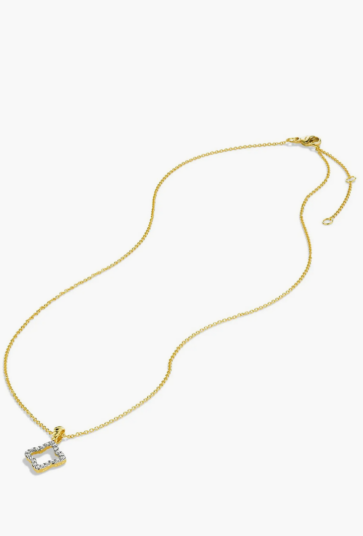 DAVID YURMAN QUATREFOIL AMULET 18K GOLD WITH PAVE DIAMONDS NECKLACE