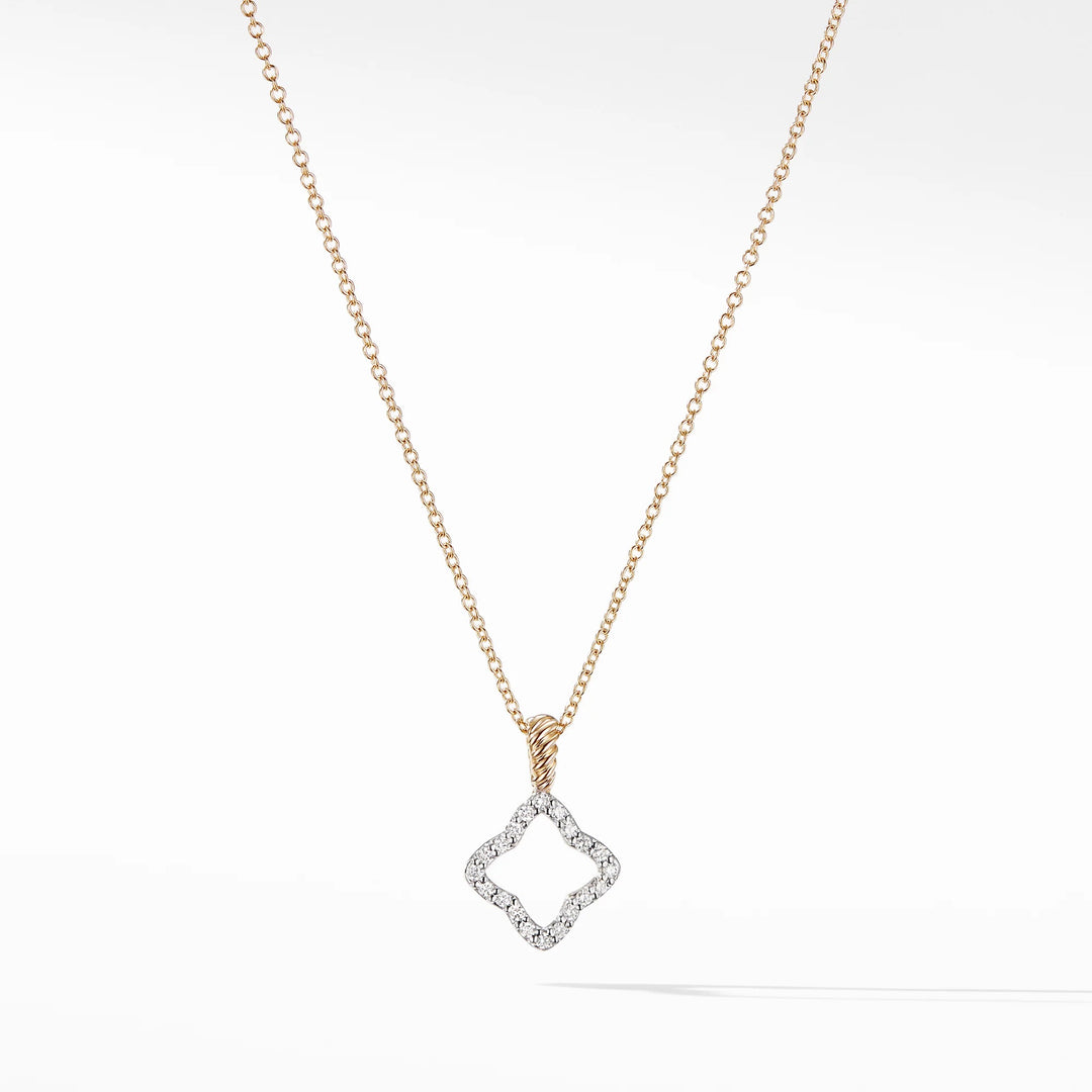 DAVID YURMAN QUATREFOIL AMULET 18K GOLD WITH PAVE DIAMONDS NECKLACE