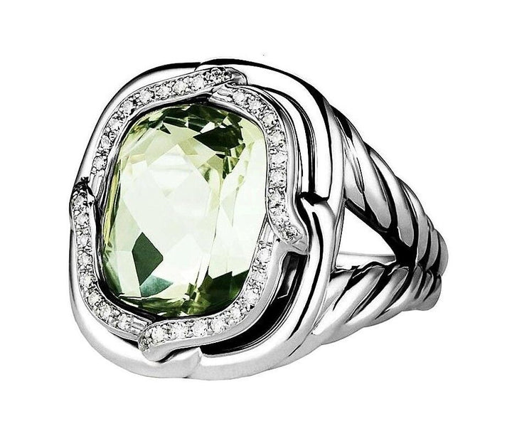 DAVID YURMAN PRASIOLITE AND DIAMONDS LABYRINTH RING