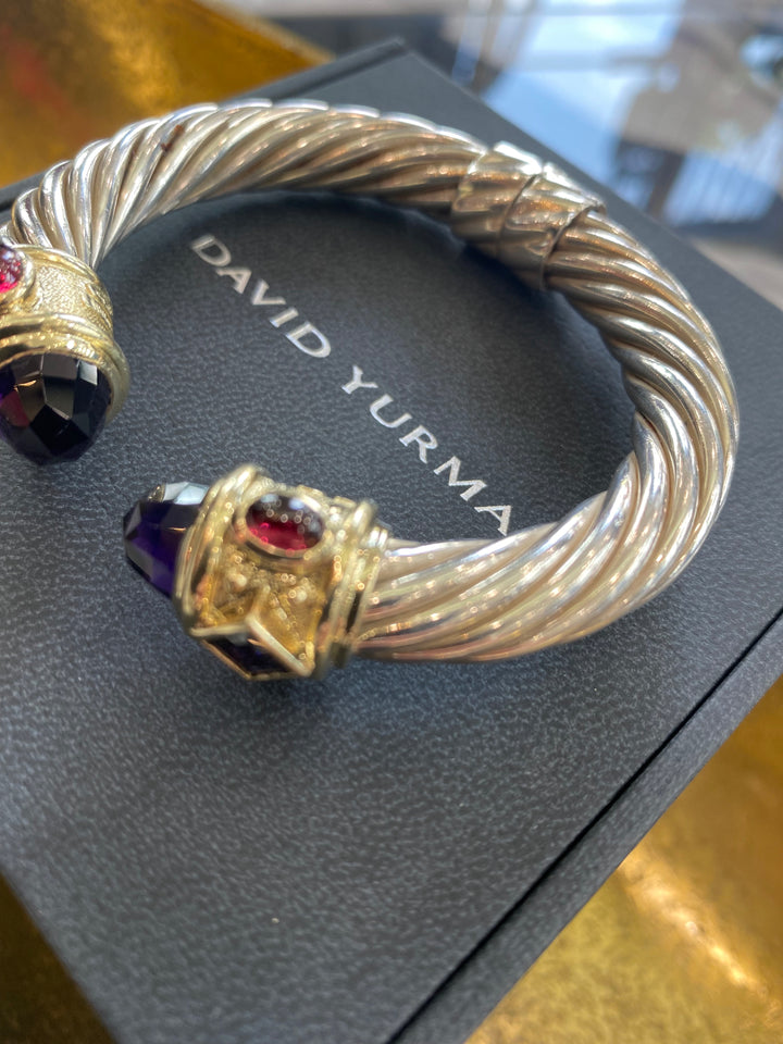 DAVID YURMAN RENAISSANCE SILVER 14K GOLD WITH AMETHYST BRACELET