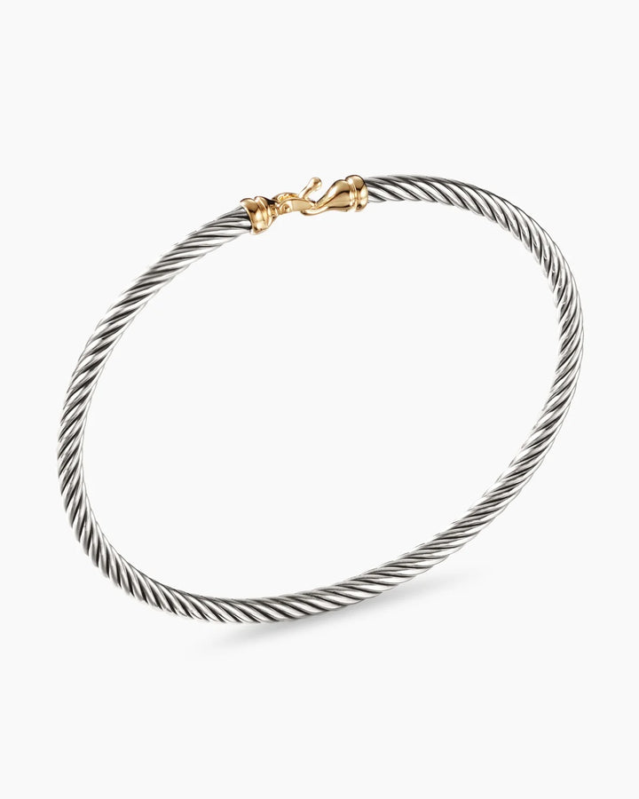 DAVID YURMAN STERLING SILVER 18K GOLD BUCKLE CLASSIC CABLE BRACELET