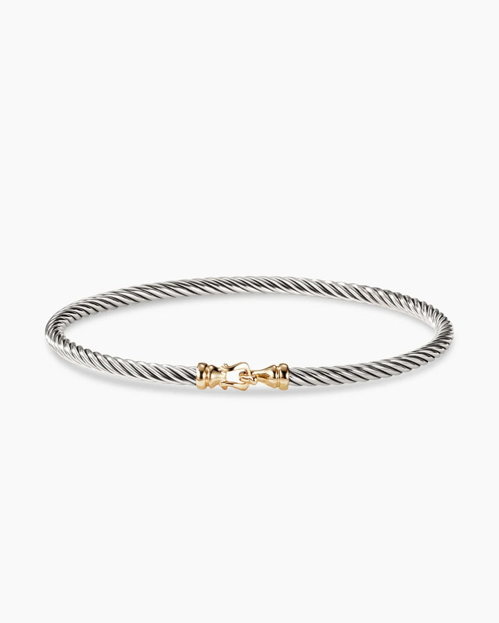 DAVID YURMAN STERLING SILVER 18K GOLD BUCKLE CLASSIC CABLE BRACELET
