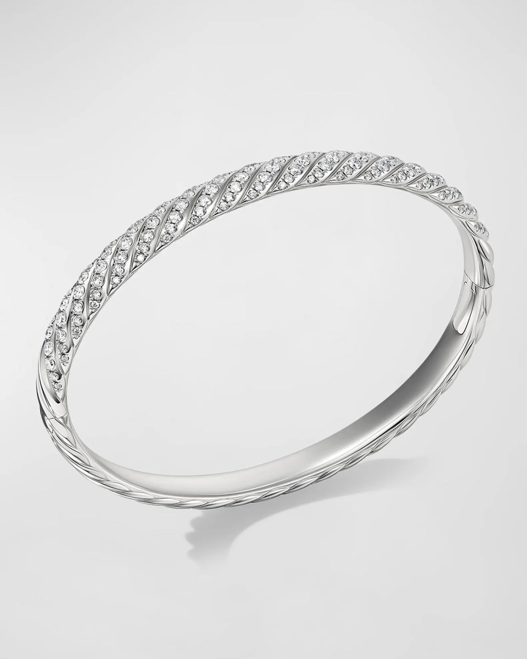 DAVID YURMAN 18K WHITE GOLD &amp; DIAMONDS SCULPTED CABLE BANGLE BRACELET