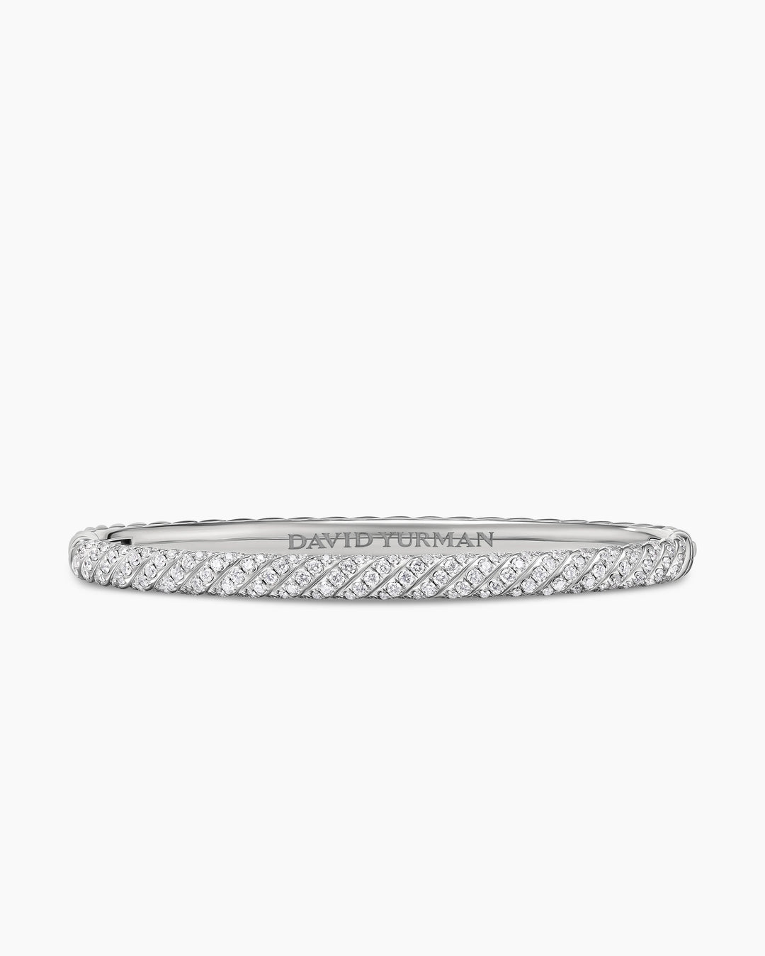 DAVID YURMAN 18K WHITE GOLD &amp; DIAMONDS SCULPTED CABLE BANGLE BRACELET