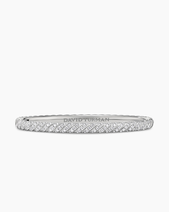 DAVID YURMAN 18K WHITE GOLD &amp; DIAMONDS SCULPTED CABLE BANGLE BRACELET