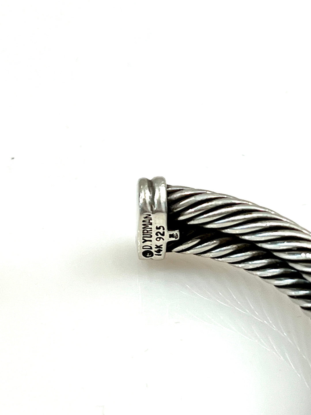 DAVID YURMAN SILVER 14K GOLD DOUBLE X CABLE BRACELET