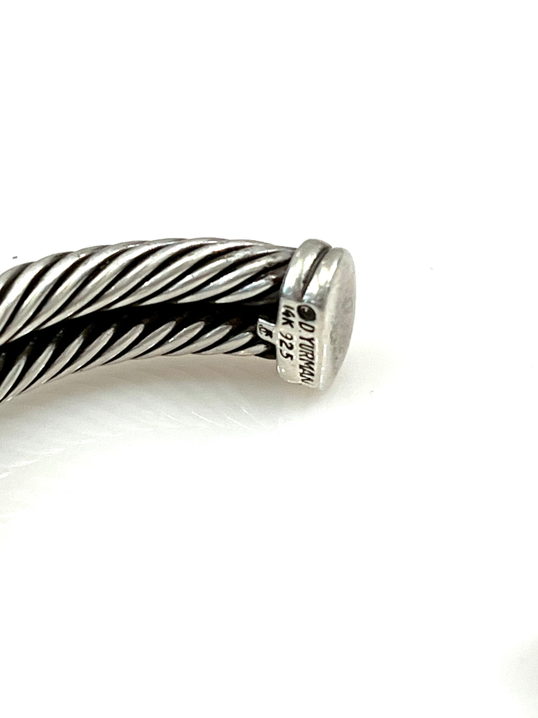 DAVID YURMAN SILVER 14K GOLD DOUBLE X CABLE BRACELET