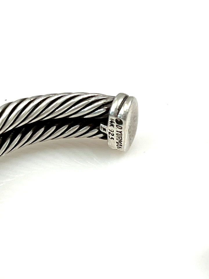 DAVID YURMAN SILVER 14K GOLD DOUBLE X CABLE BRACELET