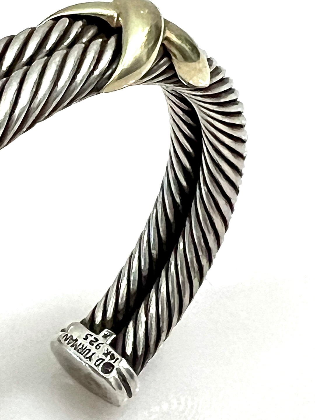 DAVID YURMAN SILVER 14K GOLD DOUBLE X CABLE BRACELET