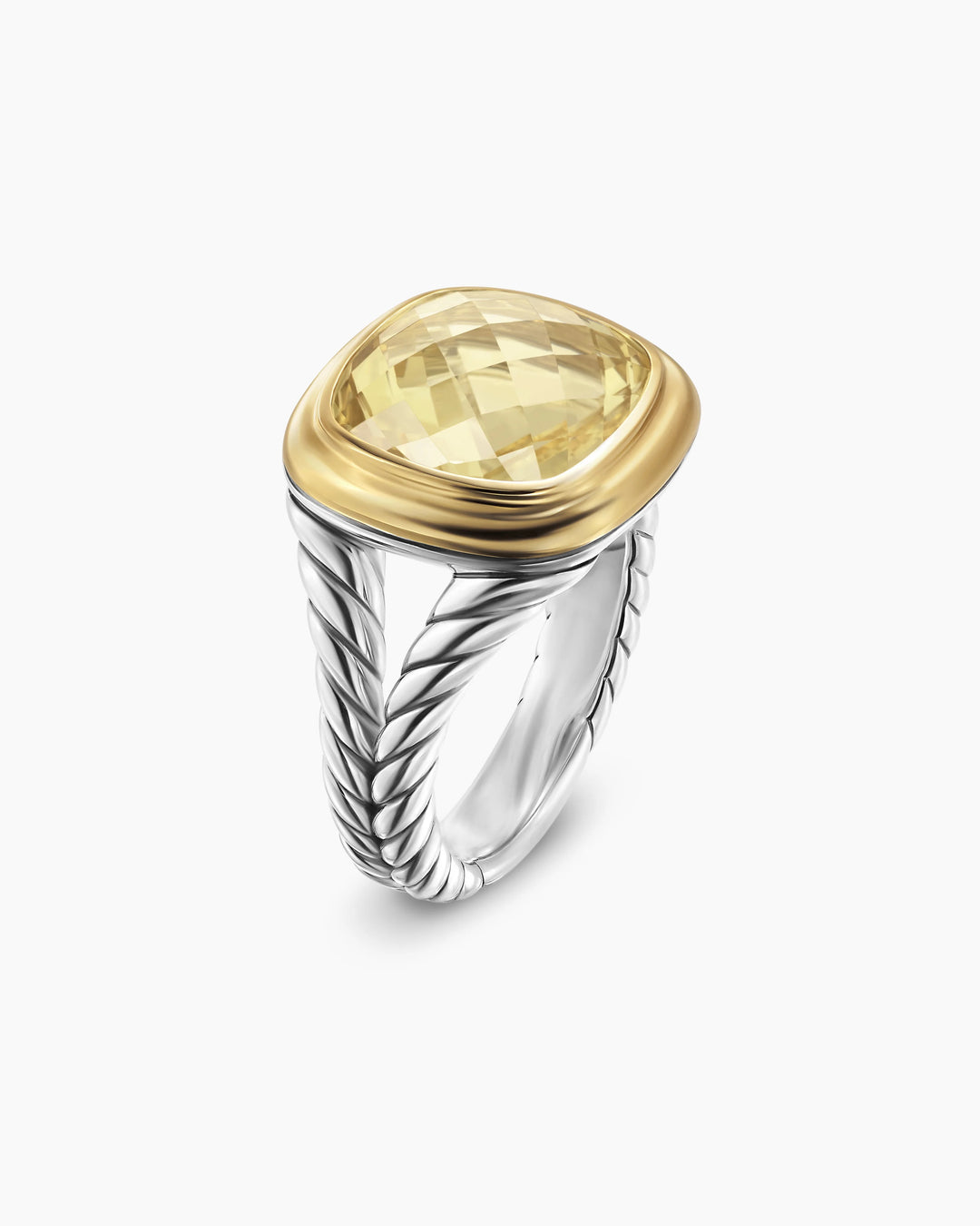 DAVID YURMAN SILVER 18K GOLD CHAMPAGNE CITRINE 11MM ALBION RING
