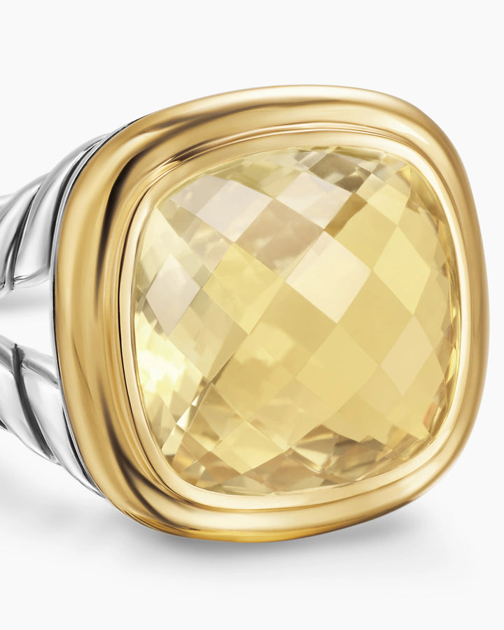 DAVID YURMAN SILVER 18K GOLD CHAMPAGNE CITRINE 11MM ALBION RING