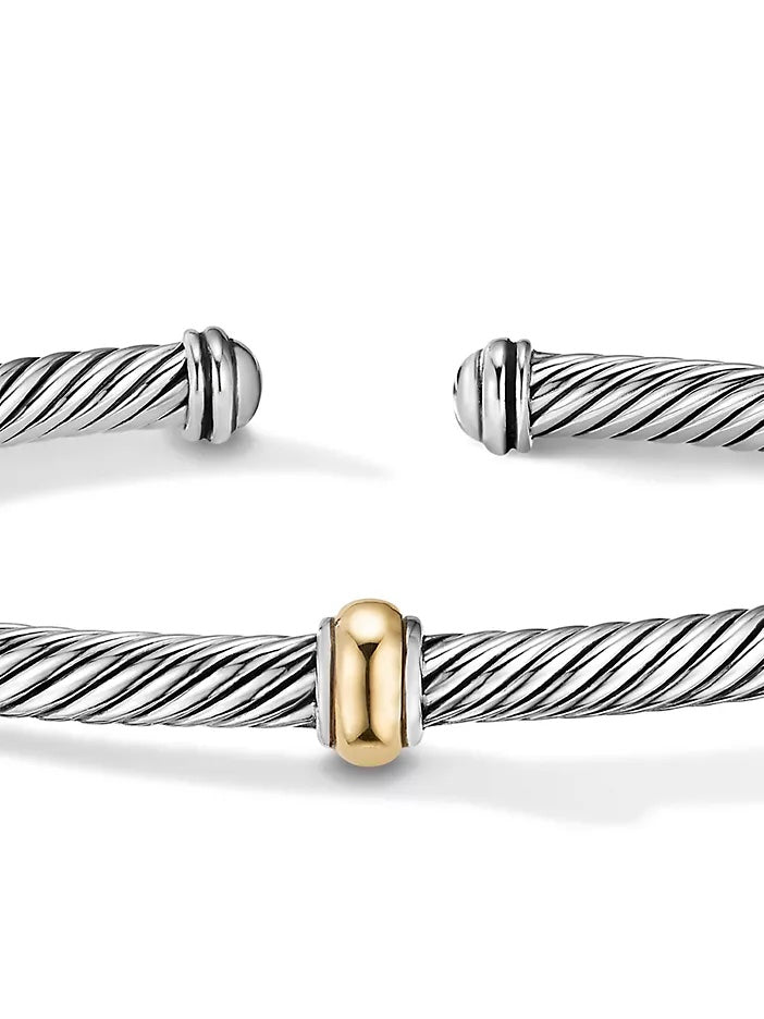 DAVID YURMAN STERLING SILVER 18K GOLD CABLE CLASSICS CENTER STATION BRACELET