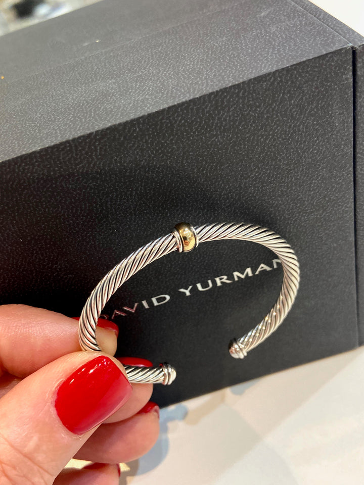 DAVID YURMAN STERLING SILVER 18K GOLD CABLE CLASSICS CENTER STATION BRACELET