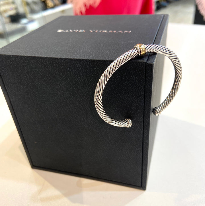 DAVID YURMAN STERLING SILVER 18K GOLD CABLE CLASSICS CENTER STATION BRACELET