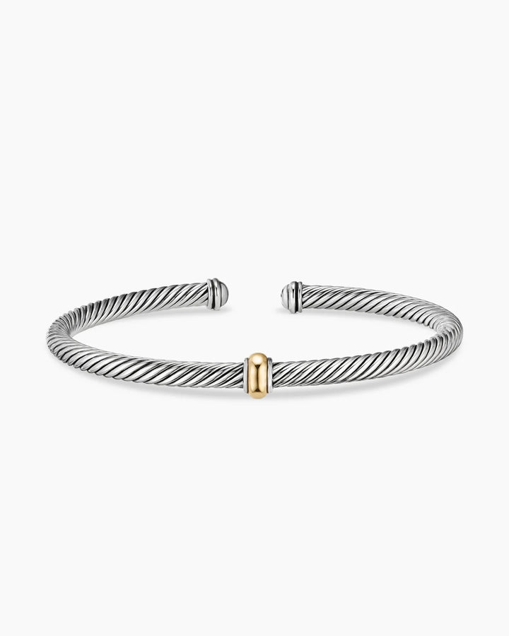 DAVID YURMAN STERLING SILVER 18K GOLD CABLE CLASSICS CENTER STATION BRACELET