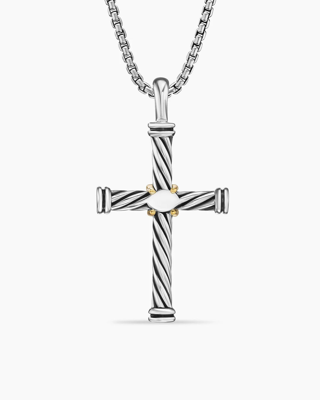 DAVID YURMAN STERLING SILVER 18K GOLD CABLE CROSS PENDANT
