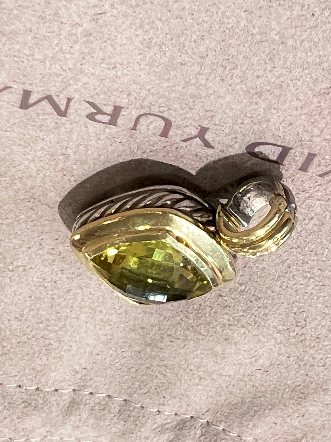 DAVID YURMAN SILVER 18K GOLD LEMON CITRINE 14MM ALBION PENDANT