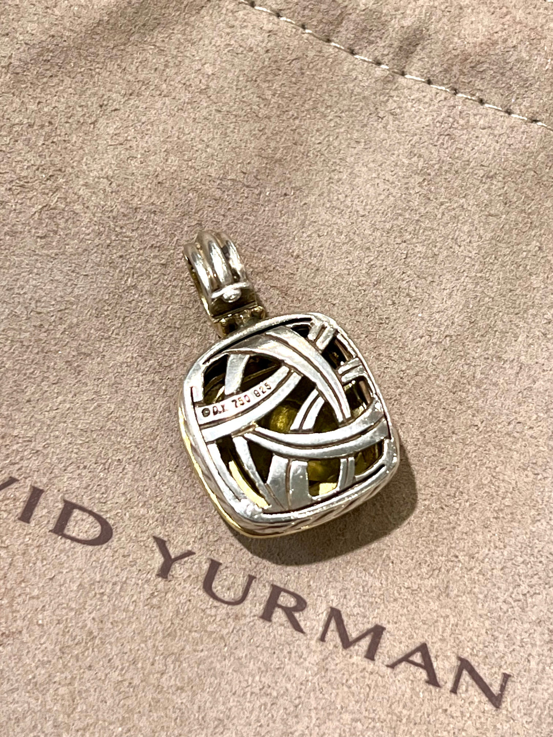 DAVID YURMAN SILVER 18K GOLD LEMON CITRINE 14MM ALBION PENDANT