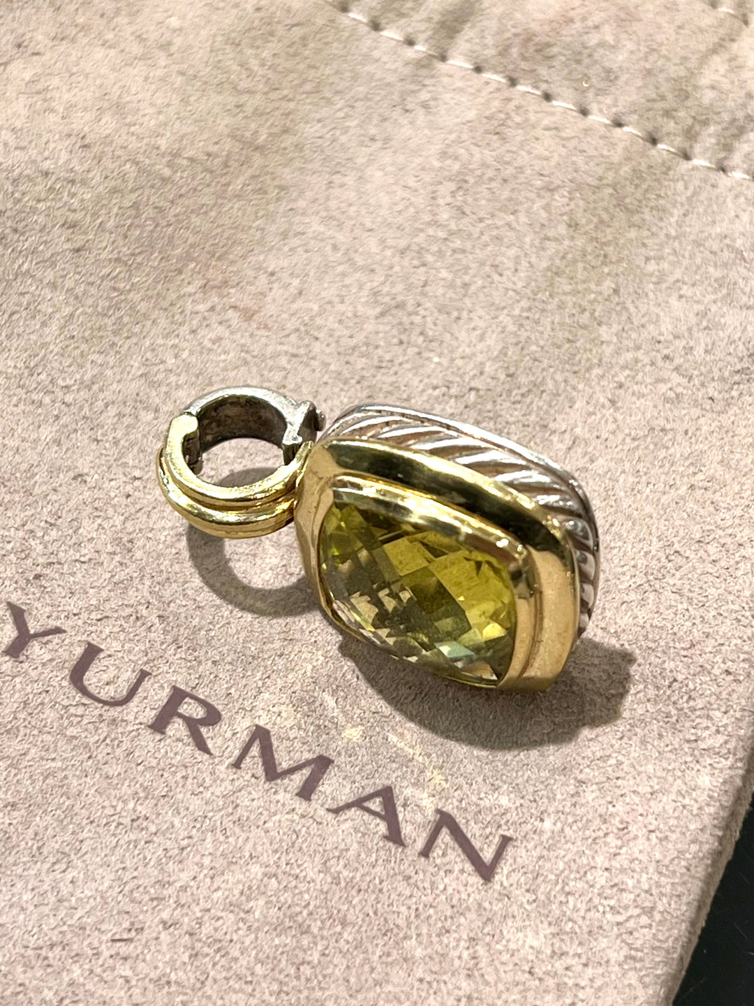 DAVID YURMAN SILVER 18K GOLD LEMON CITRINE 14MM ALBION PENDANT