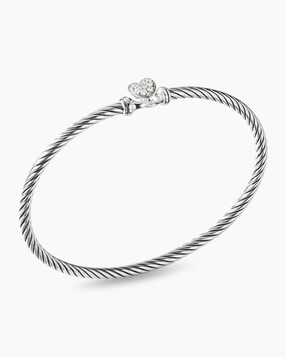 DAVID YURMAN STERLING SILVER CLASSIC CABLE DIAMONDS HEART STATION BRACELET